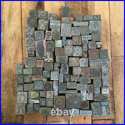 107 Lot Letterpress Printer Printing Block Press Stamp Vintage Wood Metal