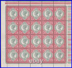 1892 SG206 41/2d GREEN & CARMINE UNMOUNTED MINT/HINGED PANE OF 20