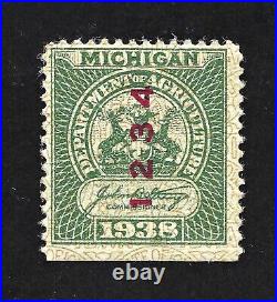 1934 Michigan Feed Inspection Stamp Printed on Iowa Safety Paper State Revenue