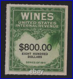 1942 US Wines Internal Revenue, SC RE167B MNGAI $800, Ink Printing Error