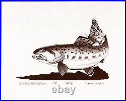 1958 FIRST PAUL JOHNSON PRINT California Fishing Stamp AP 1/6 Golden Trout