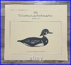 1974 MASSACHUSETTS State Duck Stamp Print FIRST OF STATE with STAMP
