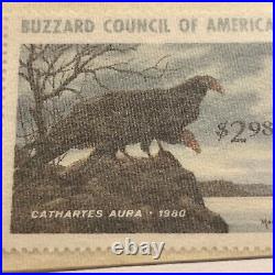 1980, Buzzard Stamp Print, David Maass, Turkey Vulture, 143/777 Mint Stamp, No Damage