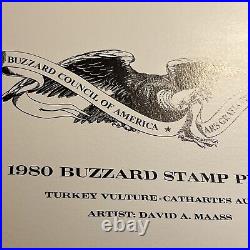 1980, Buzzard Stamp Print, David Maass, Turkey Vulture, 143/777 Mint Stamp, No Damage