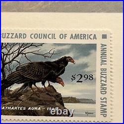 1980, Buzzard Stamp Print, David Maass, Turkey Vulture, 144/777 Mint Stamp, No Damage
