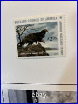 1980, Buzzard Stamp Print, Turkey Vulture David Maass, 601/777, Mint Stamp, folder