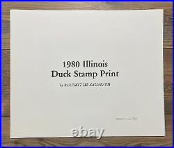 1980 ILLINOIS State Duck Stamp Print BARTLETT KASSABAUM with STAMP