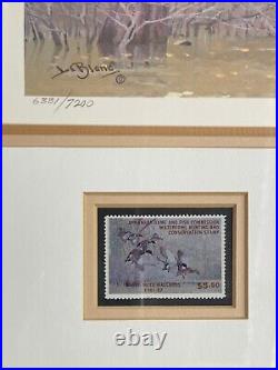 1981 Arkansas Duck Stamp Print AR-1 Bayou Meto Mallards LeBlanc w Signed Stamp
