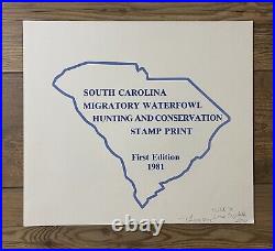 1981 SOUTH CAROLINA State Duck Stamp Print LEE LEBLANC + Stamp