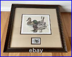 1981 TEXAS State Duck Stamp Print NUMBERED + Stamp by LARRY HAYDEN Framed