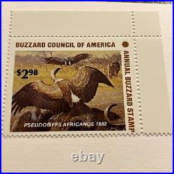 1982, Buzzard Print, Bob Kuhn, African White Vulture, 601/777, Mint Stamp, No Damage