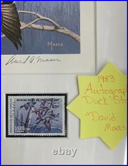 1983 Arkansas Duck Stamp Print 2 Stamps David Maass 1 AUTOGRAPHED 1 MINT STAMP