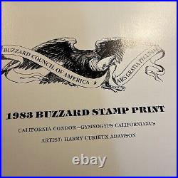 1983, Buzzard Stamp Print, Harry Adamson, Calif Condor, 144/777, Mint Stamp. No Damage