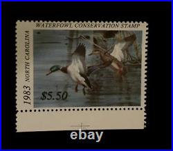 1983 NORTH CAROLINA 1st. Of STATE WATERFOWL PRINT with MINT STAMP