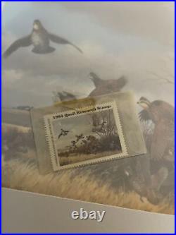 1984 International Quail Foundation Stamp Print Maynard Reece with stamp