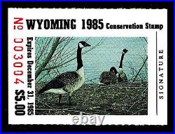 1985 WYOMING 1st. Of STATE WATERFOWL PRINT with MINT STAMP VF