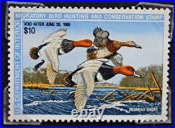 1987 1988 Federal Waterfowl Duck Conservation Stamp Print New Mint Redhead S/N