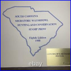 1988 SOUTH CAROLINA Duck Print James Killen Governors Medallion Ed + Stamp