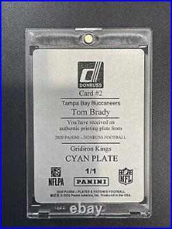 #1/1 Panini 2020 Donruss Football Tom Brady Gridiron Kings Cyan Printing Plate