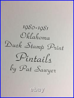 1 Of State Duck, Oklahoma, Color Remark, Pat Sawyer, In Folder, No Stamp. Mint