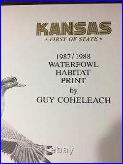 1st. Of State, 1987, Kansas, Guy Coheleach, 1588/10,015, Excellent. Mint Stamp, & Print