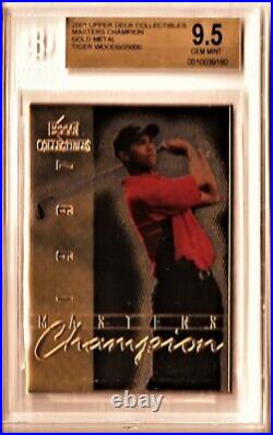 2001 Upper Deck UDA 1997 Masters Champ Tiger Woods Gold Metal BGS 9.5 Gem Mint