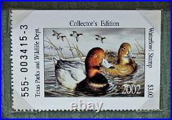 2002 Texas Waterfowl Duck Conservation Stamp Print Framed New Mint Redhead S/N
