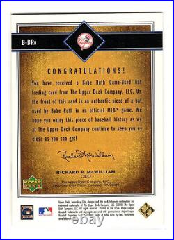 2002 UPPER DECK SP LEGENDARY CUTS BABE RUTH GAME USED BAT B-BRu YANKEES