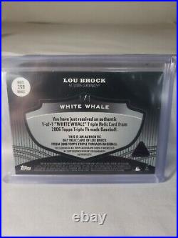 2006 Topps Triple Threads 1 Of 1 White Whale Triple Relic Ssp Lou Brock No. 259