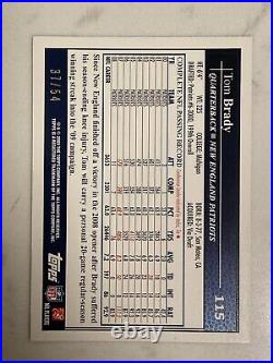 2009 Topps #115 Black Border Tom Brady #d 37/54 New England Patriots Sp Parallel