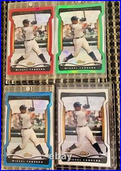 2009 Topps Finest Miguel Cabrera 4-Card Rainbow Lot Red, Green, Blue and White