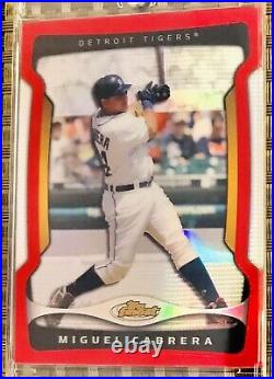 2009 Topps Finest Miguel Cabrera 4-Card Rainbow Lot Red, Green, Blue and White