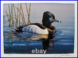 2015 Texas Waterfowl Ring Neck Duck Conservation Stamp Print Framed New Mint S/N