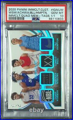 2020 Immaculate Collegiate WISEMAN / LAMELO BALL Quad LAUNDRY TAG 1/1 PSA 10