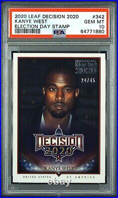 2020 Leaf Decision Kanye West Election Day Stamp #342 PSA 10 Gem Mint #/45 POP 1