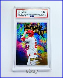 2020 Topps Finest The Man Gold Refractor Mike Trout PSA 9 MINT /50 SSP Pair