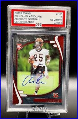 2021 Panini Absolute Certified Auto Rc #180 Chris Evans Graded CGG 10 Gem Mint