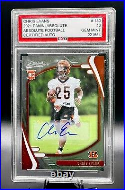2021 Panini Absolute Certified Auto Rc #180 Chris Evans Graded CGG 10 Gem Mint