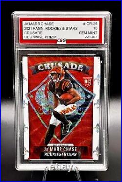 2021 Panini R & S Crusade Red Wave Prizm #CR-26 Ja'marr Chase CGG 10 Gem Mint