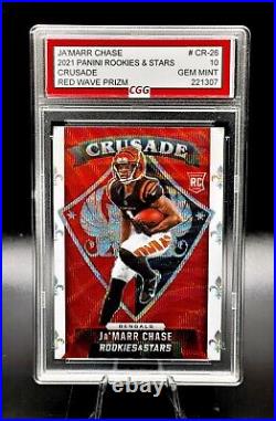 2021 Panini R & S Crusade Red Wave Prizm #CR-26 Ja'marr Chase CGG 10 Gem Mint