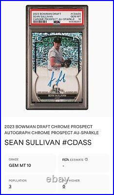 2023 Bowman Draft Chrome Sean Sullivan 1st RC Auto Sparkle Ref #/71 PSA 10