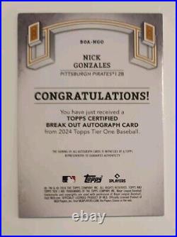 24 Tier One Break Out Autographs Silver Foil Holo /10 Nick Gonzales Pirates SSP