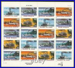 3095b Special Die Cut Printing Pane 20 Riverboats MNH