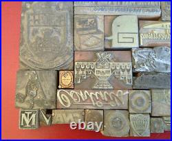 70 Lot Letterpress Printer Block Printing Press Stamp Vintage Wood Metal