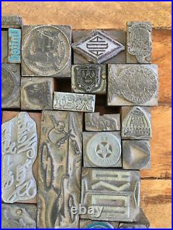 70 Lot Letterpress Printer Printing Block Press Stamp Vintage Wood Metal