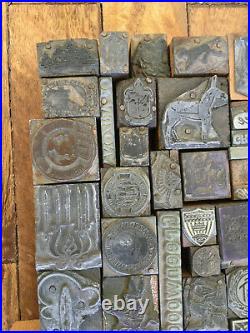 70 Lot Letterpress Printer Printing Block Press Stamp Vintage Wood Metal