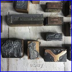 78 Lot Letterpress Printer Block Printing Press Stamp Vintage Wood Metal