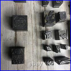 78 Lot Letterpress Printer Block Printing Press Stamp Vintage Wood Metal