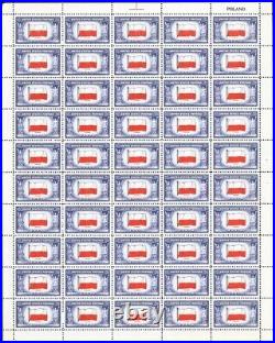 909c, Mint NH 5¢ Reverse Printing of Flag Colors FULL SHEET OF 50 Stuart Katz