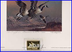 ARIZONA #4 1990 DUCK STAMP PRINT CANADIAN GEESE GOVERNORS EDITION 2 stamps